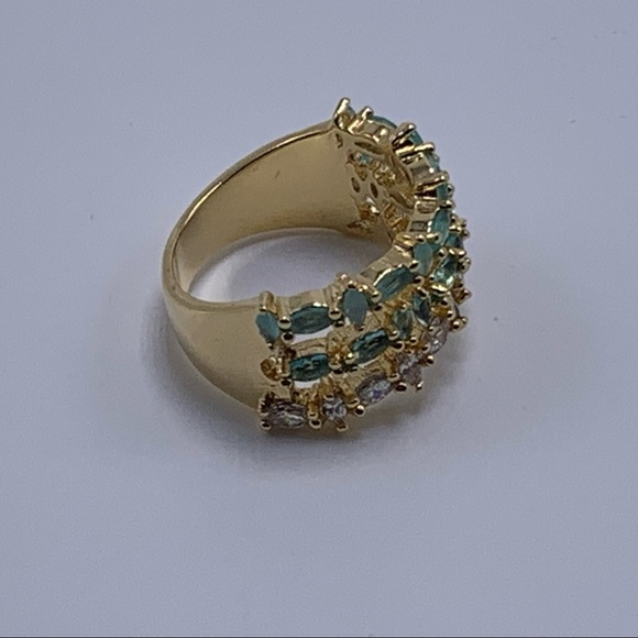 Ring with Light Blue and white CZ 18K Gold Plated - Picture 4 of 5